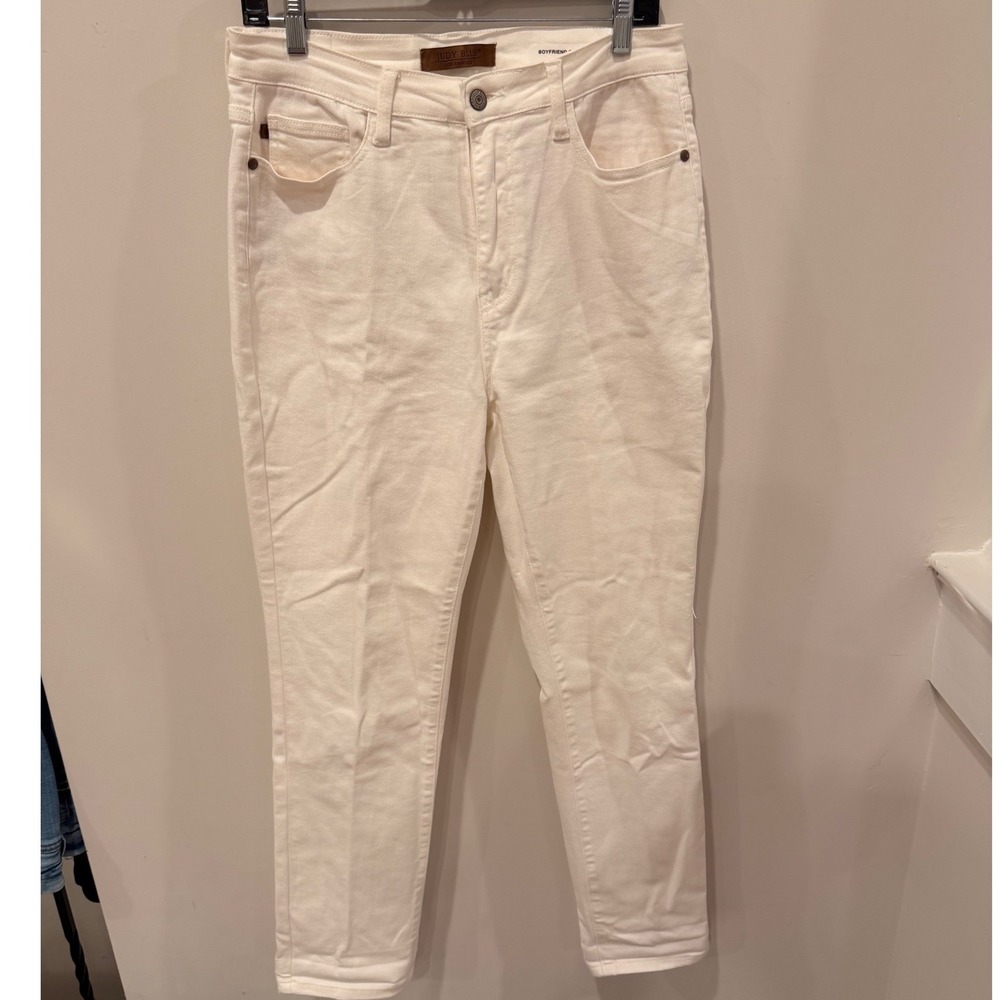 Judy Blue White Boyfriend Fit Jeans High Rise Cream Denim Size 11/30 NWOT